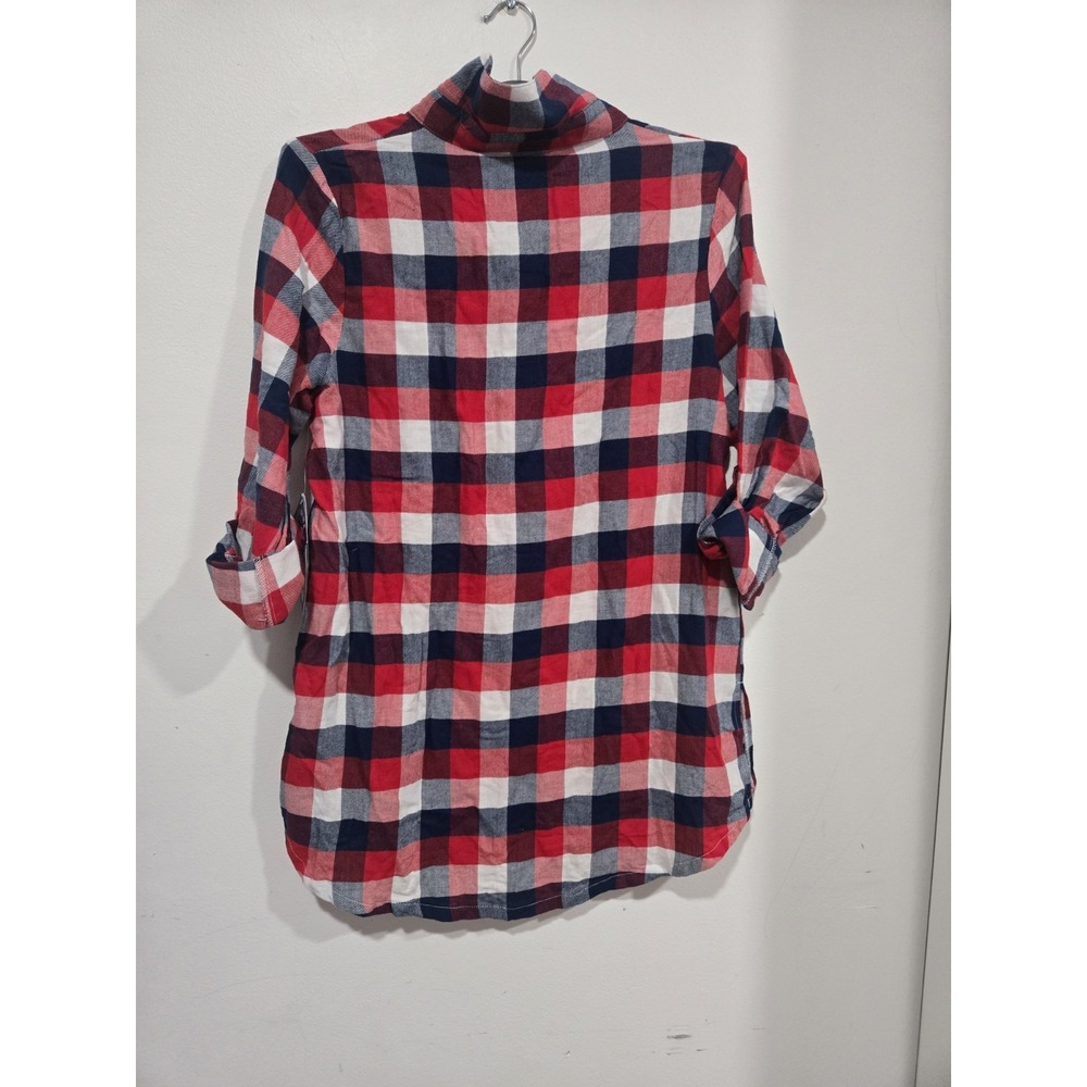 New Ladies Cleveland Guardians Plaid Long Sleeve Button Up Shirt Size Medium - Picture 6 of 7